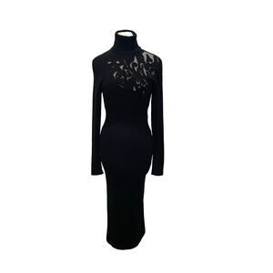 SPIEGEL CLIFFORD&WILLS Black Silk Knit Turtleneck Dress SMALL Vamp Witch Goth